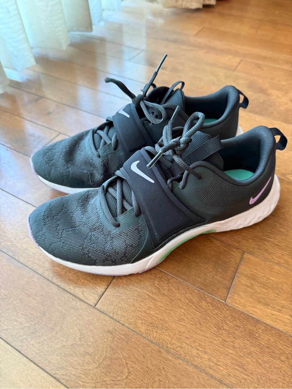 Nike Women’s Training Sneakers - Gray/Black with Purple and Teal Accents